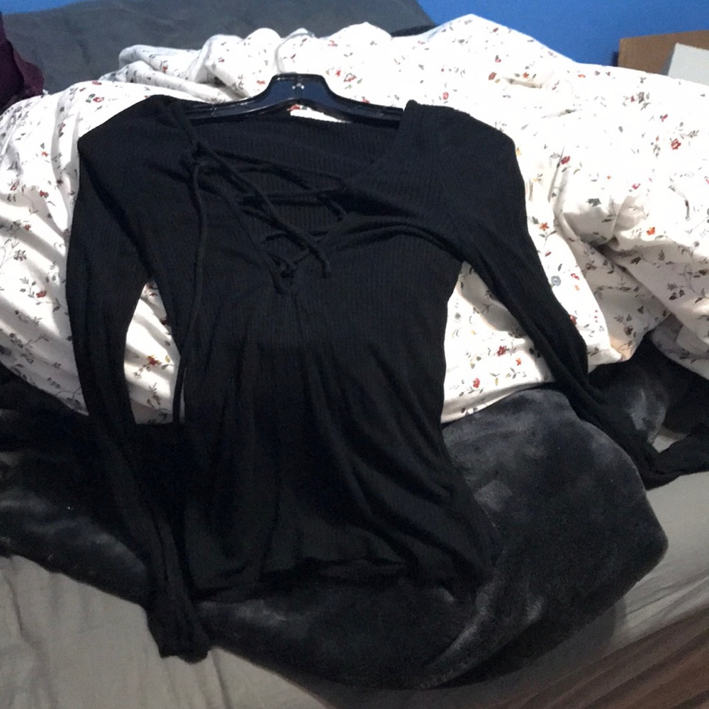 Black Laced up Shirt
